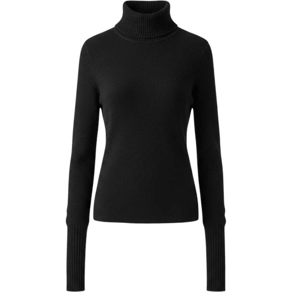 Banana Republic Turtleneck Sweater Women M Black Excellent Merino Wool Ribbed - Picture 2 of 9